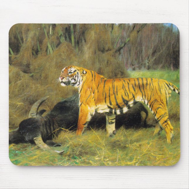 A Tiger With Its Prey Mouse Pad (Front)
