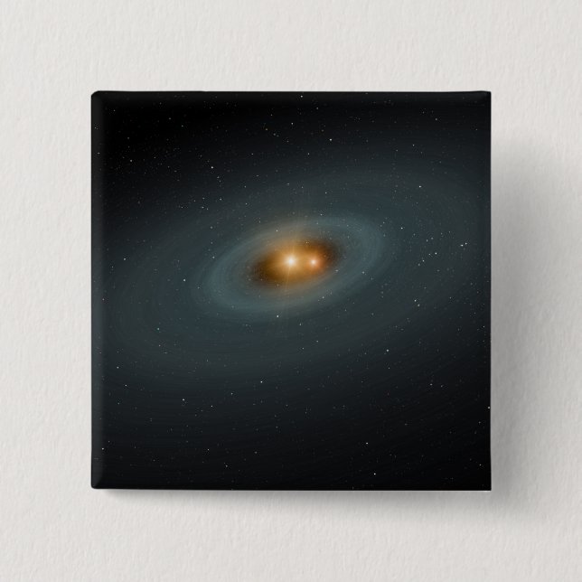 A tight pair of stars and a surrounding disc 15 cm square badge (Front)