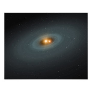 A tight pair of stars and a surrounding disc photo print