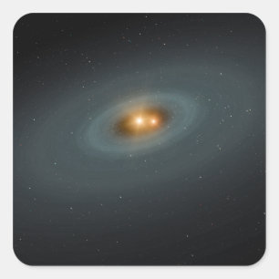 A tight pair of stars and a surrounding disc square sticker