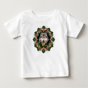 A Timber Wolf Surrounded By Ladys Slipper Baby T-Shirt