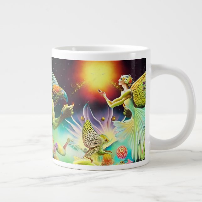 A Time of Recompense Oil Painting Large Coffee Mug (Right)