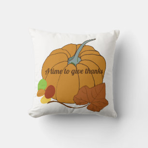 A time to give thanks pumpkin and leaf cushion