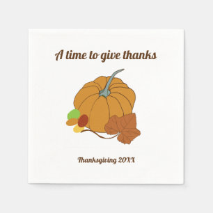 A time to give thanks pumpkin and leaf  napkin