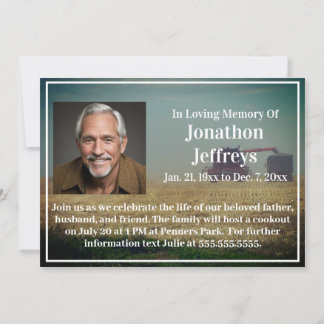 "A Time to Reap" Combines in Field Farmer Memorial Invitation