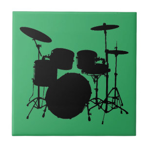 A Timeless Tribute to Music - Drum Kit Silhouette Ceramic Tile