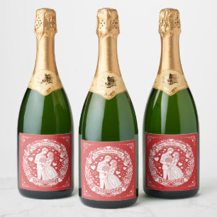 A timeless vintage Valentine’s Day Sparkling Wine Label