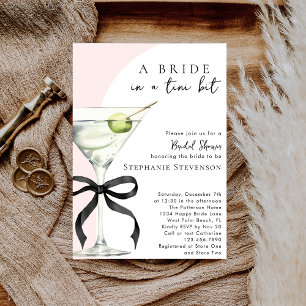 A Tini Bit Black Bow Martini Pink Bridal Shower Invitation