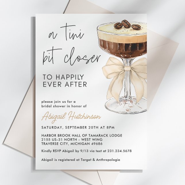 A Tini Bit Closer Bow Espresso Martini Bridal Invitation (A Tini Bit Closer Bow Espresso Martini Bridal Invitation)