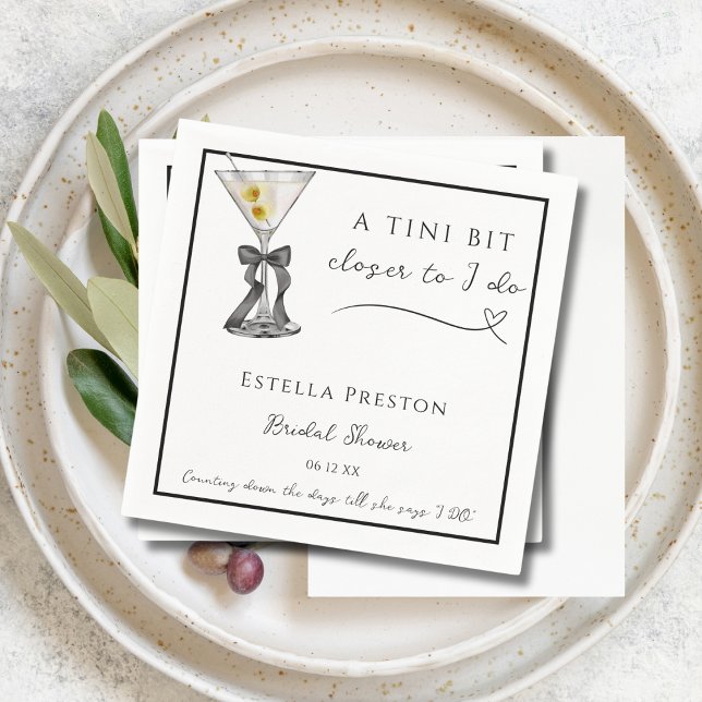 A Tini Bit Closer Dirty Martini Bridal Shower Napkin (Creator Uploaded)