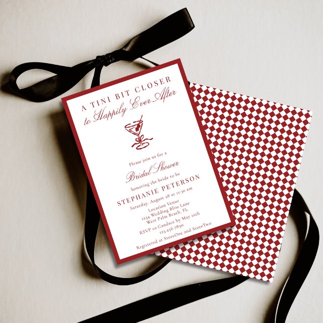 A Tini Bit Closer Old Money Martini Bridal Shower Invitation (Creator Uploaded)