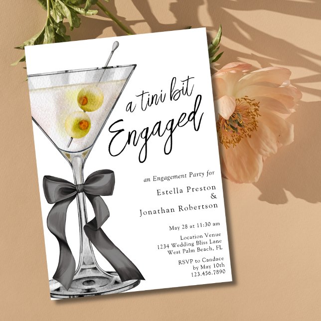A Tini Bit Engaged Dirty Martini Engagement Party Invitation (Creator Uploaded)