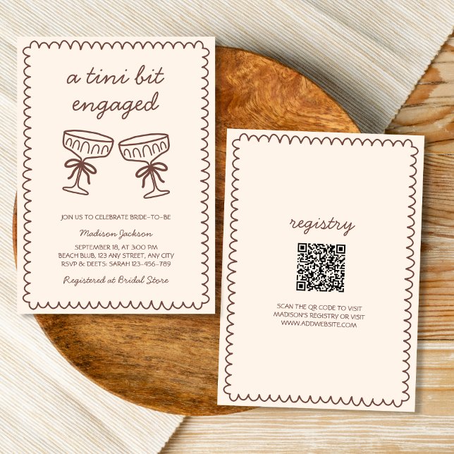 A Tini Bit Engaged Hand Drawn Espresso Martini Invitation (A Tini Bit Engaged Hand Drawn Espresso Martini Invitation)