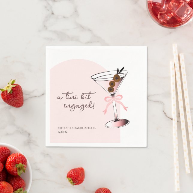 A tini bit engaged Martini Pink Bachelorette  Napkin (Insitu)