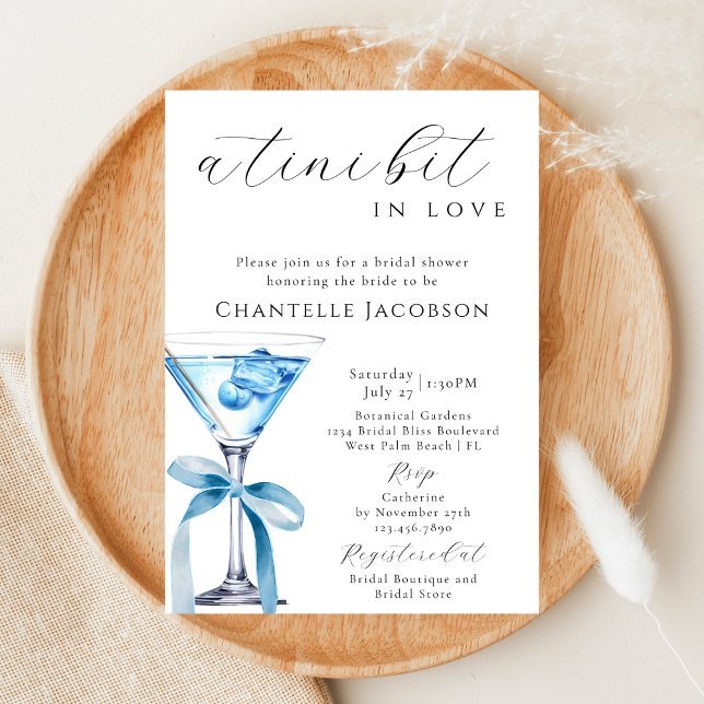 A Tini Bit In Love Blue Martini Bridal Shower Invitation (Creator Uploaded)