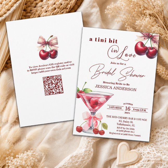 A Tini Bit in Love QR Code Martini Bridal Shower Invitation (Creator Uploaded)