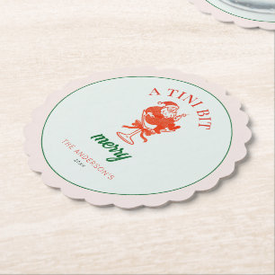 A Tini Bit Merry Christmas Santa Claus Paper Coaster