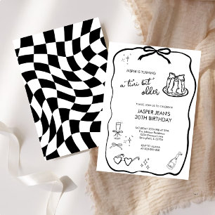  A Tini Bit Older Black & White Bow 30th birthday Invitation