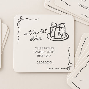 A Tini Bit Older Bow Cake Birthday Party Favour  Square Paper Coaster