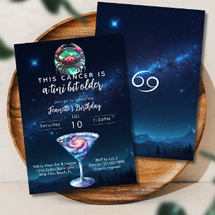 A Tini Bit Older Cancer Zodiac Martini Birthday Invitation