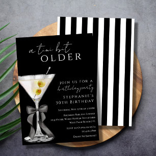 A Tini Bit Older Chic Black Dirty Martini Birthday Invitation
