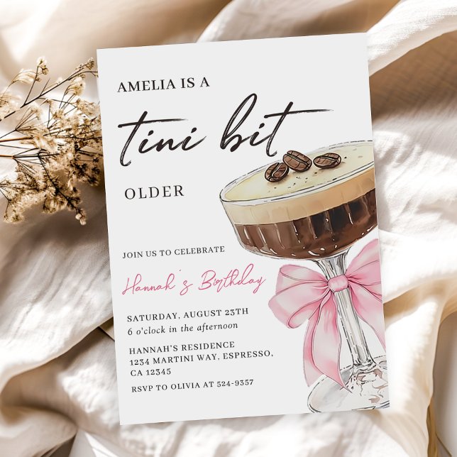 A Tini Bit Older Chic Espresso Martini Birthday Invitation (Creator Uploaded)