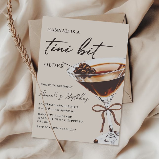 A Tini Bit Older Chic Espresso Martini Birthday Invitation (Creator Uploaded)