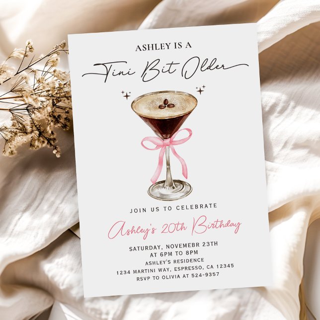 A Tini Bit Older Chic Espresso Martini Birthday Invitation (Creator Uploaded)