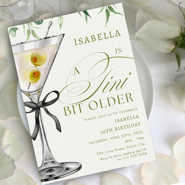 A Tini Bit Older Cocktail Adult Birthday Invitation (Martini A Tini Bit Older Cocktail Adult Birthday Invitation)