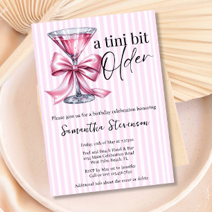 A Tini Bit Older Coquette Pink Bow Birthday Party Invitation