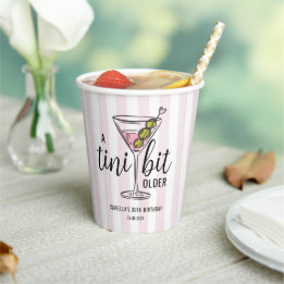 A Tini Bit Older Cute Pink Martini Themed Birthday Paper Cups