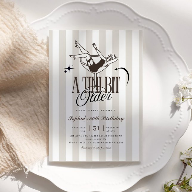 A Tini Bit Older Espresso Girl in Martini Birthday Invitation (Creator Uploaded)