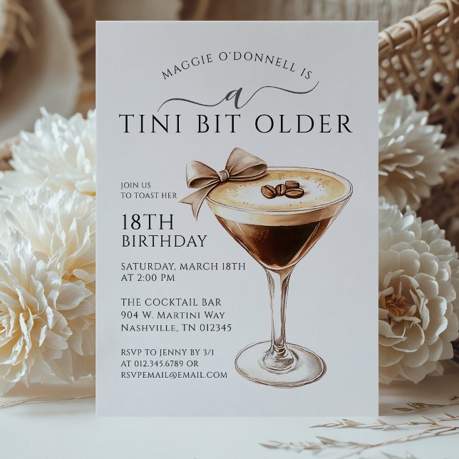 A Tini Bit Older Espresso Martini 18th Birthday Invitation (Creator Uploaded)