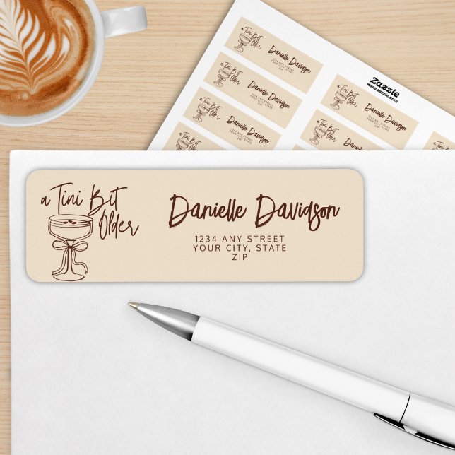 A Tini Bit Older Espresso Martini 30th Birthday Return Address Label (Creator Uploaded)