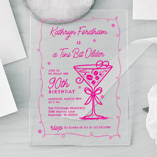A Tini Bit Older Espresso Martini 90th Birthday Acrylic Invitations