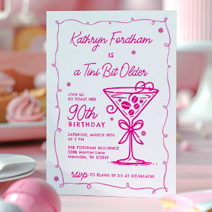 A Tini Bit Older Espresso Martini 90th Birthday Invitation