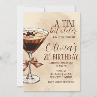 A Tini Bit Older Espresso Martini Birthday Party Invitation