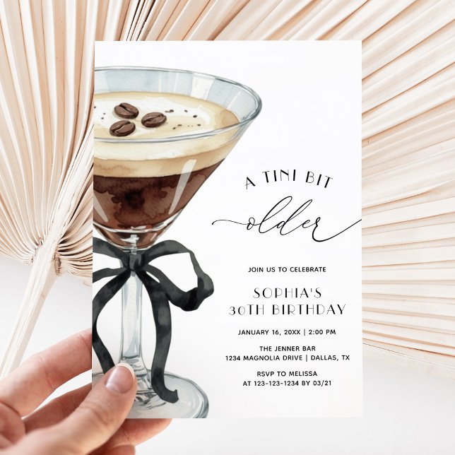 A Tini Bit Older Espresso Martini Birthday Party Invitation (Creator Uploaded)