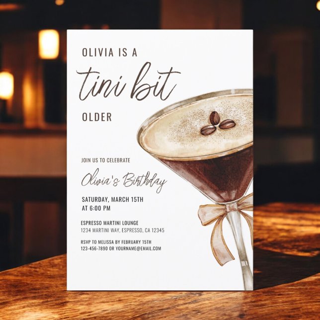 A Tini Bit Older Espresso Martini Birthday Party Invitation (Creator Uploaded)