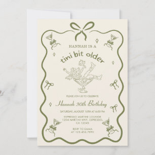 A Tini Bit Older Espresso Martini Bow Birthday Invitation