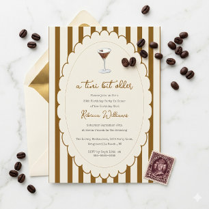 A Tini Bit Older Espresso Martini Stripe Birthday Invitation