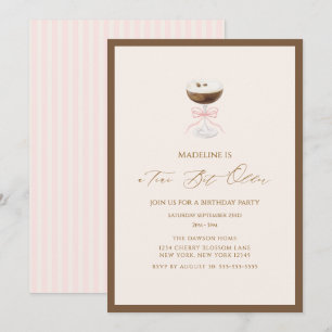 A Tini Bit Older Espresso Martini Striped Birthday Invitation
