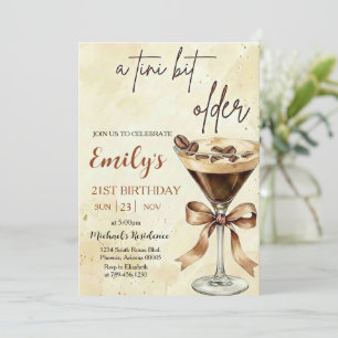 A Tini Bit Older Expresso Martini Birthday Party Invitation