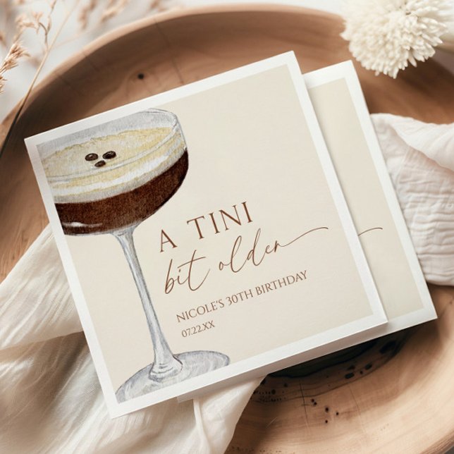 A Tini Bit Older Expresso Martini Birthday Party Napkin (Creator Uploaded)