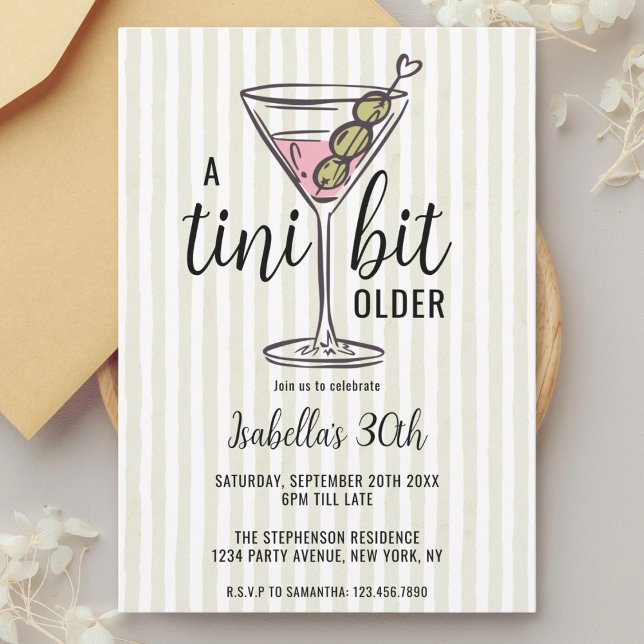 A Tini Bit Older Green Martini Birthday Invitation (Creator Uploaded)