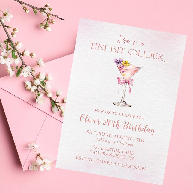 A Tini Bit Older Martini 20th Birthday Party Invitation (Creator Uploaded)