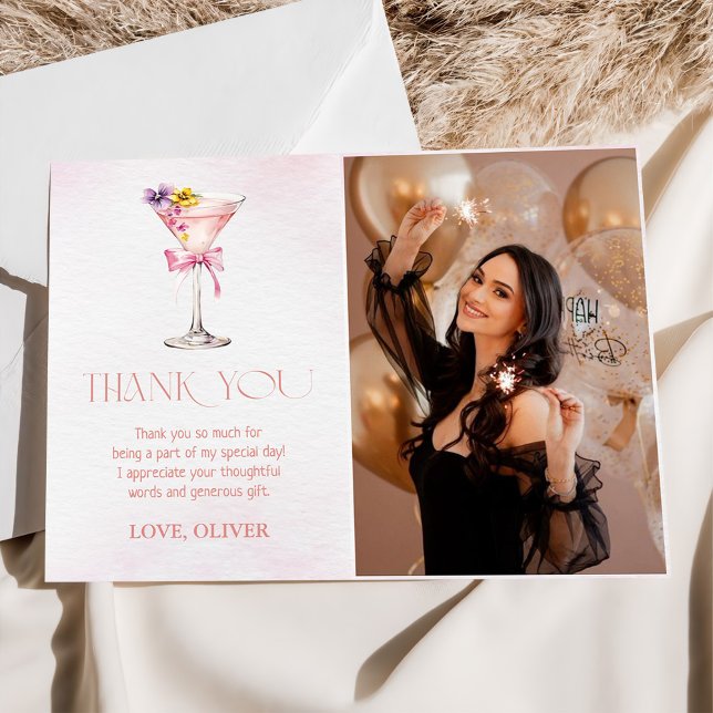 A Tini Bit Older Martini 30th Birthday Party Photo Thank You Card (Creator Uploaded)