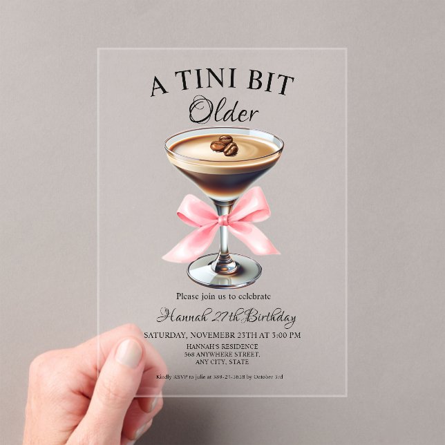 A Tini Bit Older Martini Birthday Invitation (Insitu (Handheld))