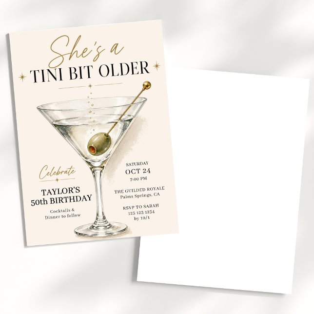 A Tini Bit Older Martini Birthday Invitation (Creator Uploaded)