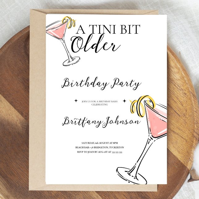 A Tini Bit Older Martini Birthday  Invitation (Creator Uploaded)